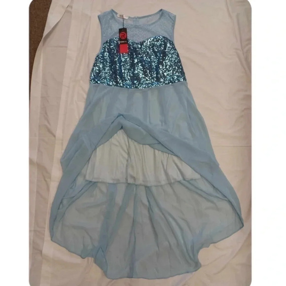 Rose Gal Blue Hi Lo Sequins Sleeveless  Dress Size XXL - Picture 6 of 10